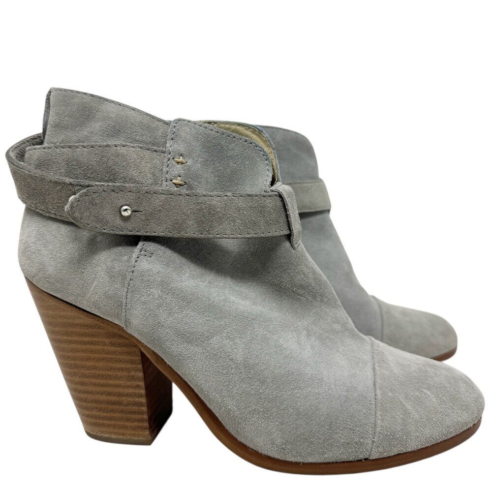 Rag and Bone Harrow Suede Booties gray ankle boots size 7 37 belted